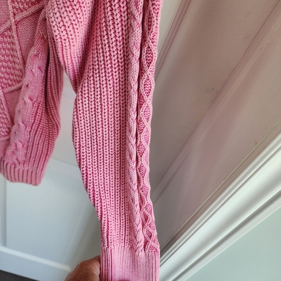 Aerie Cable Knit Sweater Pink Size Medium - Picture 7 of 7